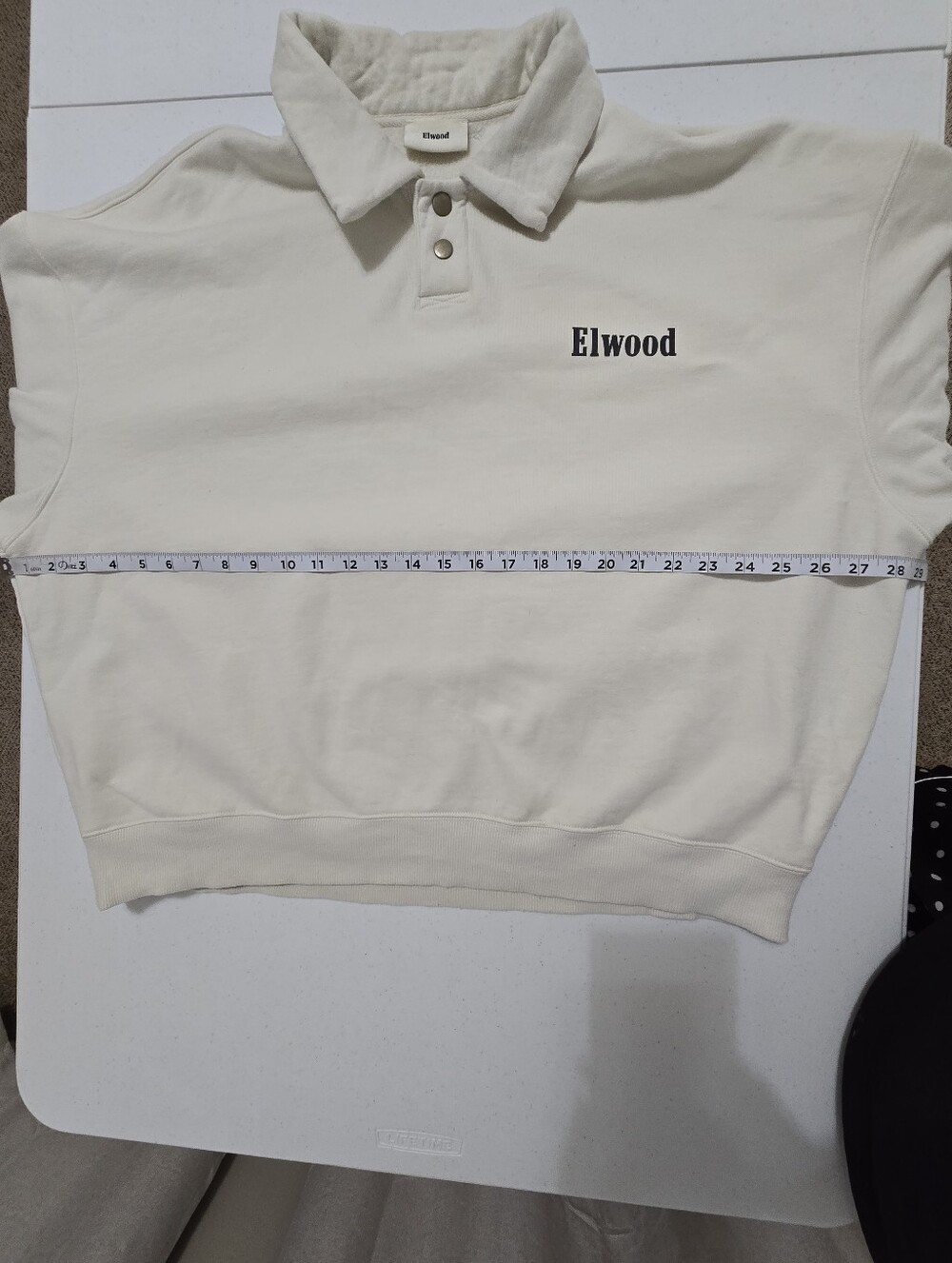 Elwood Heavyweight Fleece Polo Collar Sweatshirt Pearl Unisex Large - Picture 5 of 11